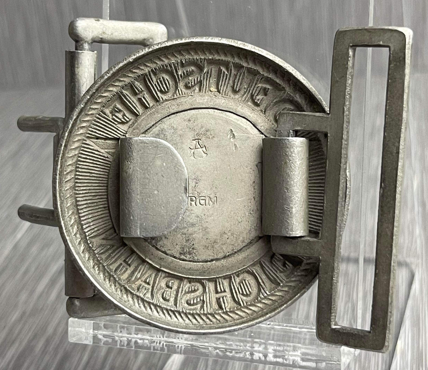 GERMAN WW2 BAHNSCHUTZ POLIZEI HIGH LEADER BUCKLE BY ASSMAN & DRGM MARKED