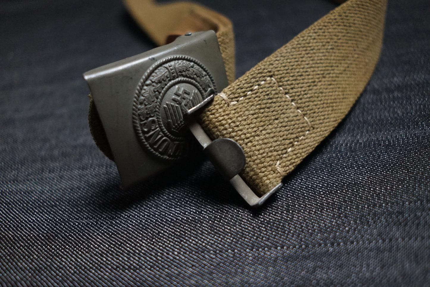 GERMAN WW2 1941 DEUTSCHE AFRIKA KORPS DAK TROPICAL BELT & BUCKLE C.W. MOTZ & CO., BRANDENBURG RARE
