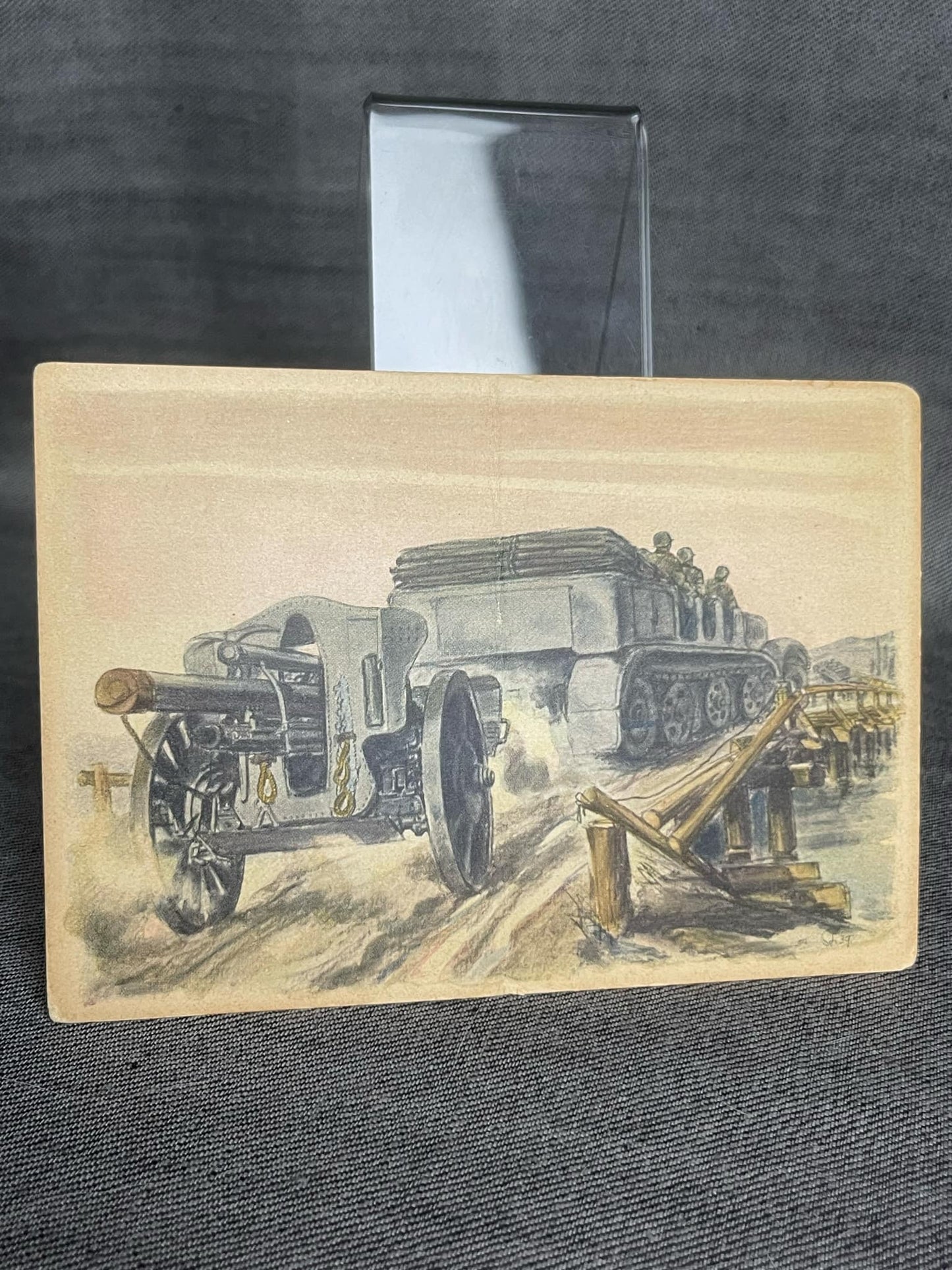 GERMAN WW2 SFH18 HOWITZER TOWED TO THE FRONTLINE BY THE SD.KFZ 7 HALFTRACK POSTCARD