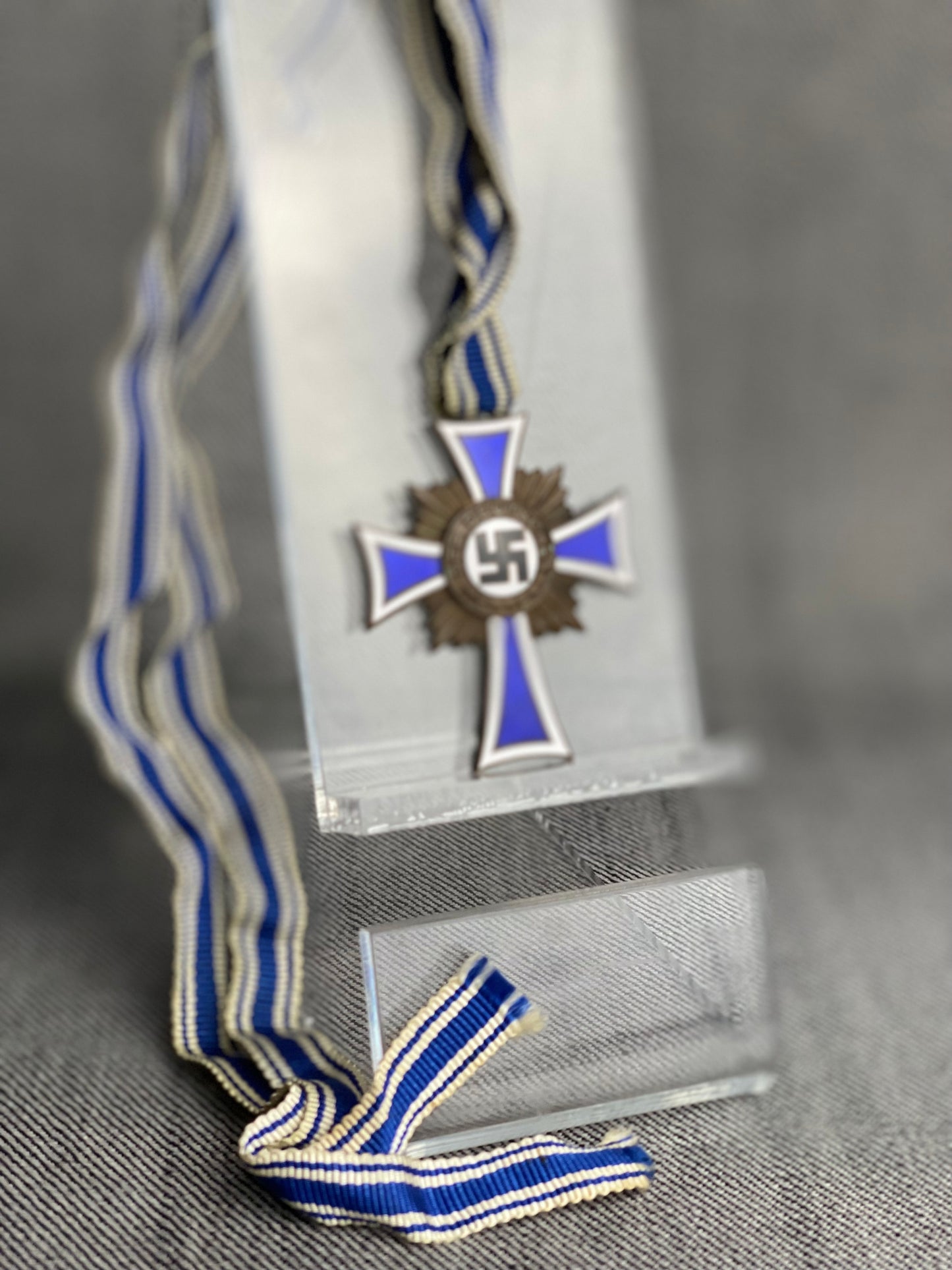 GERMAN WW2 1938 MOTHER CROSS MEDAL BRONZE GRADE W/ FULL RIBBON #2