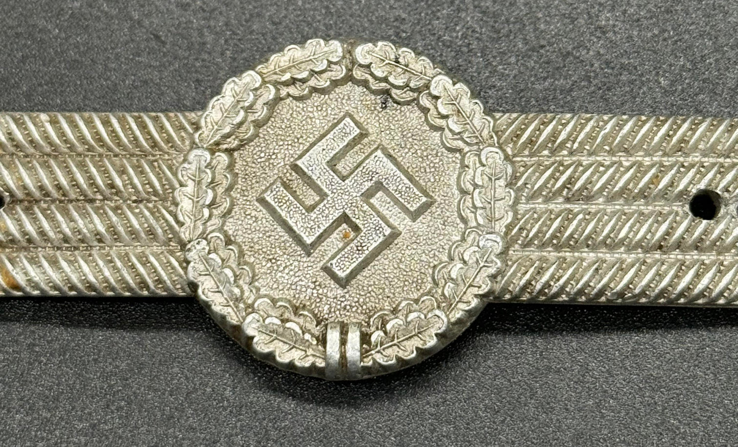 GERMAN WW2 LUFTWAFFE CIVILIAN FIRE BRIGADE EM/NCO VISOR/CAP SEW-ON METAL INSIGNIA