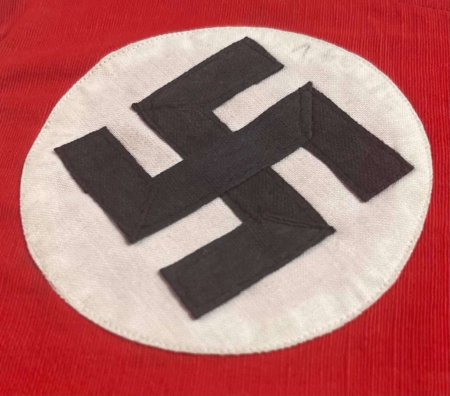 GERMAN WW2 NSDAP DOUBLE SIDED CAR PENNANT WITH ORIGINAL METAL CLIP & ROPE