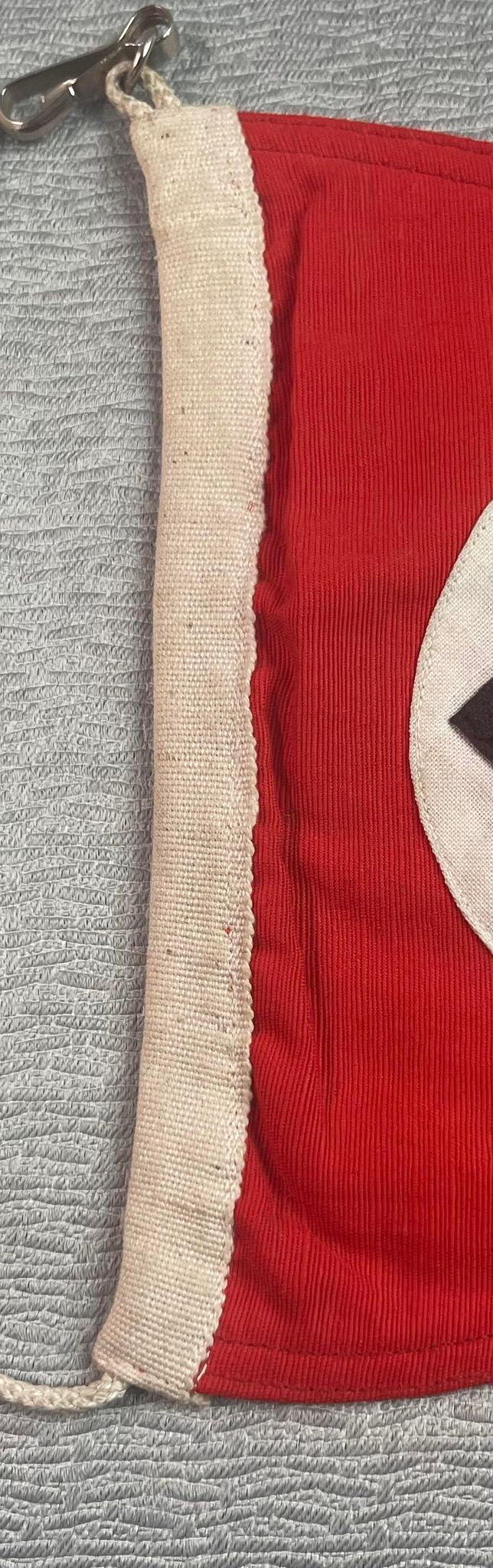 GERMAN WW2 NSDAP DOUBLE SIDED CAR PENNANT WITH ORIGINAL METAL CLIP & ROPE