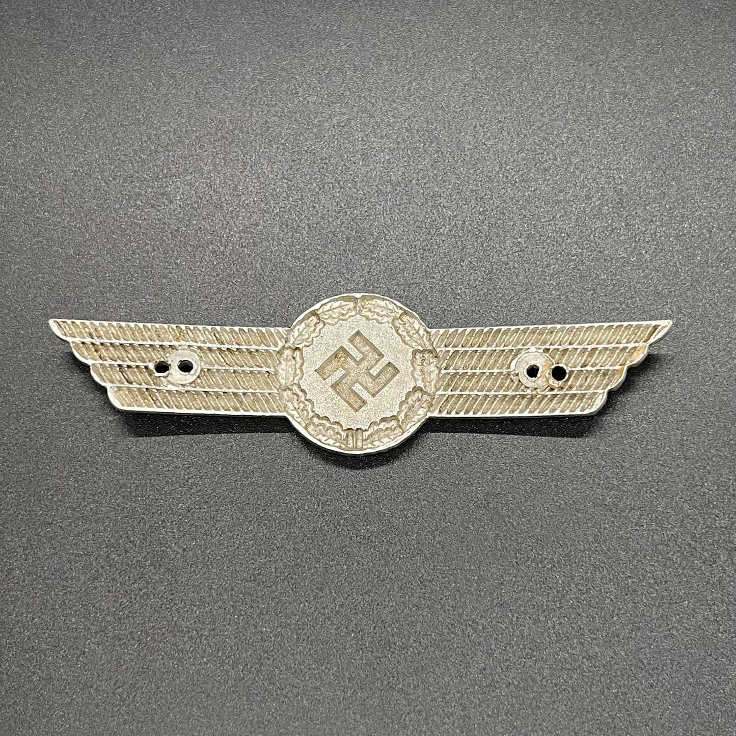 GERMAN WW2 LUFTWAFFE CIVILIAN FIRE BRIGADE EM/NCO VISOR/CAP SEW-ON METAL INSIGNIA