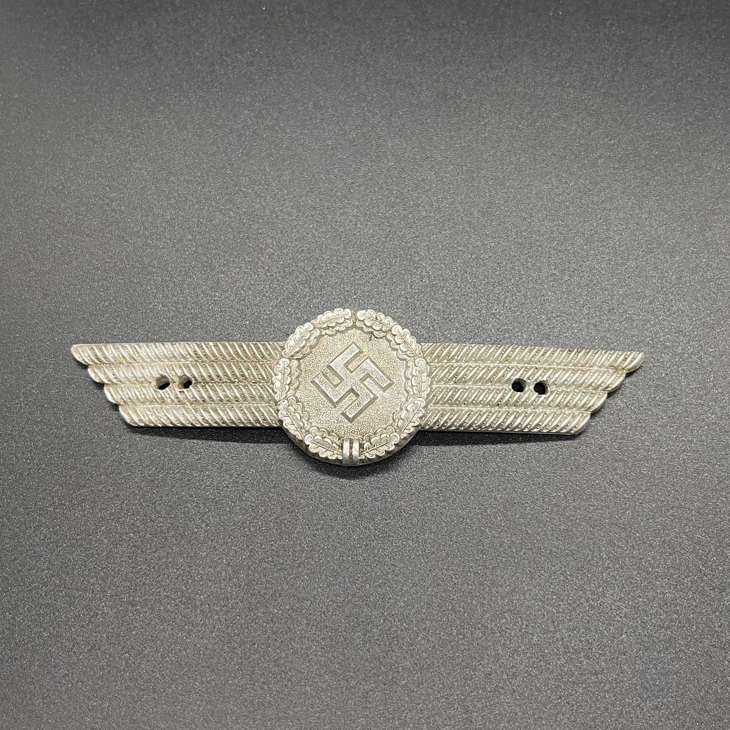 GERMAN WW2 LUFTWAFFE CIVILIAN FIRE BRIGADE EM/NCO VISOR/CAP SEW-ON METAL INSIGNIA