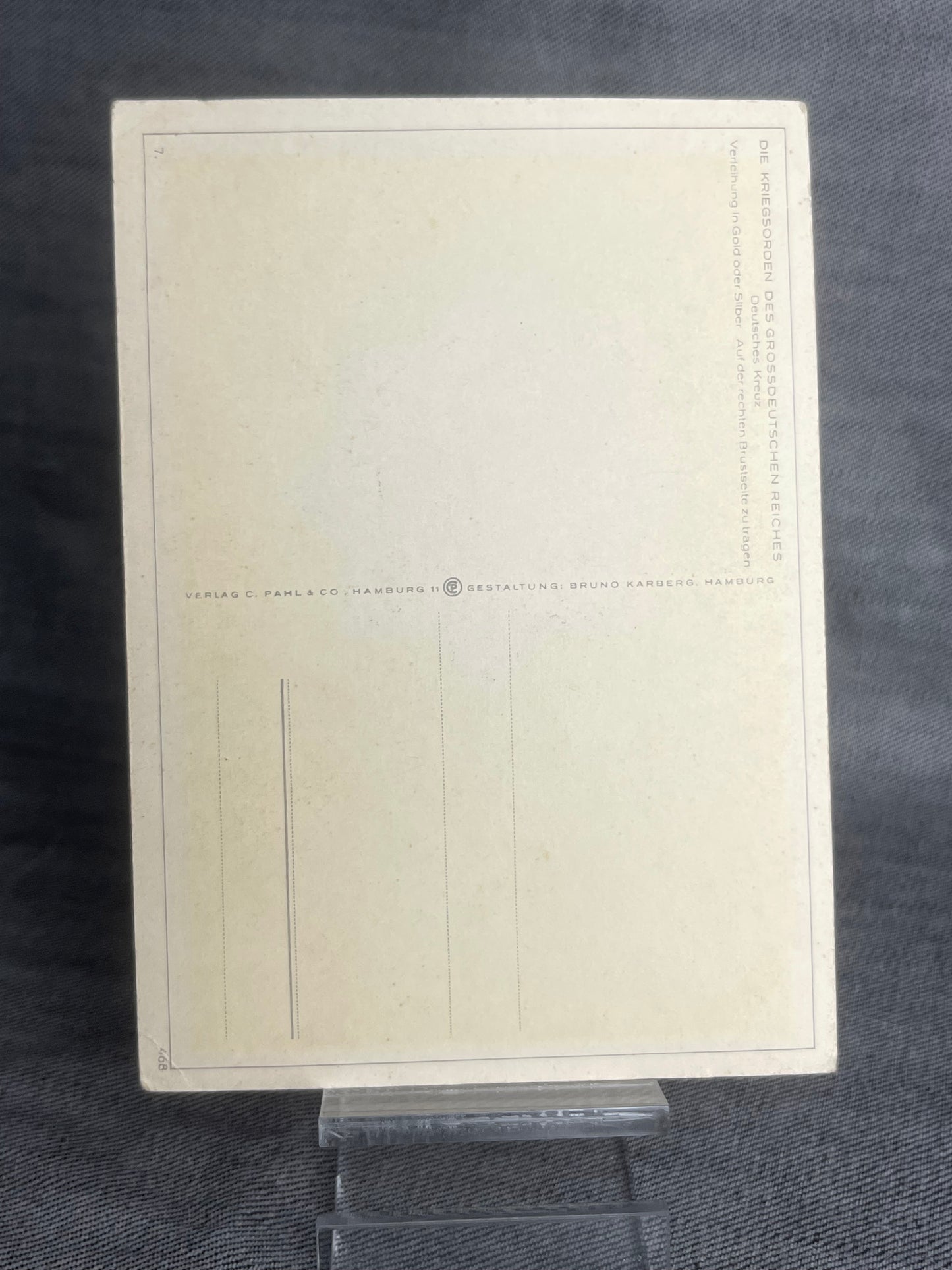 GERMAN WW2 DEUTSCHES KREUZ IN GOLD POSTCARD