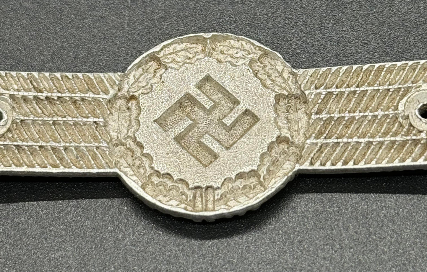 GERMAN WW2 LUFTWAFFE CIVILIAN FIRE BRIGADE EM/NCO VISOR/CAP SEW-ON METAL INSIGNIA