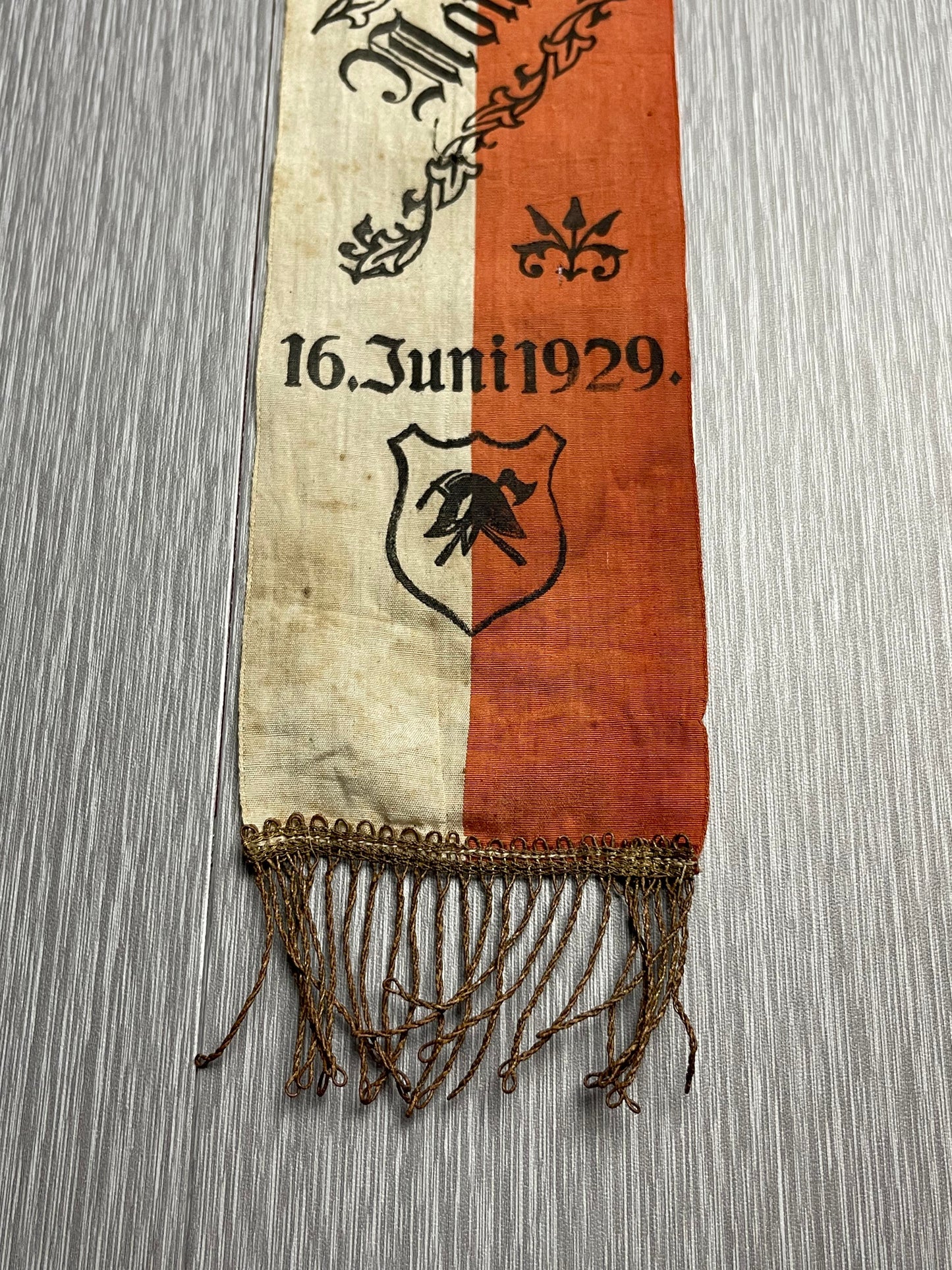 GERMAN 1929 MONDSEE VOLUNTEER FIRE DEPARTMENT 60TH ANNIVERSARY FLAG/BANNER