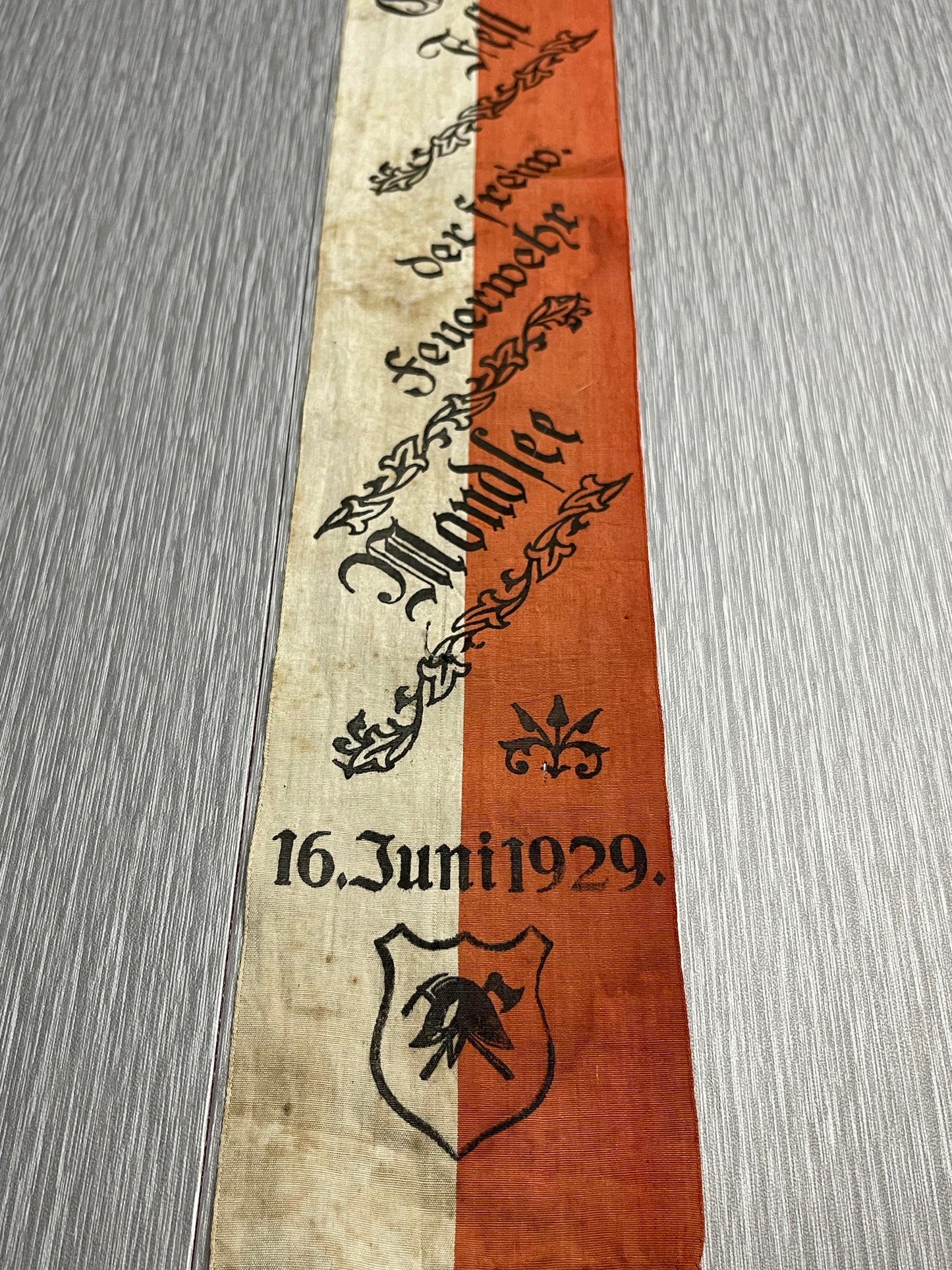 GERMAN 1929 MONDSEE VOLUNTEER FIRE DEPARTMENT 60TH ANNIVERSARY FLAG/BANNER