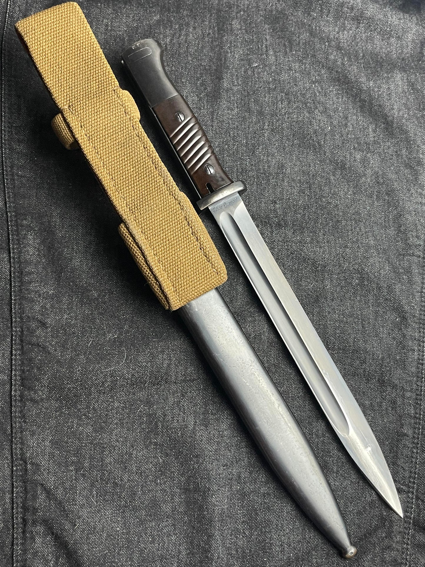 GERMAN WW2 WEHRMACHT ELITE-DIAMANT S84/98 3RD PATTERN MATCHING TROPICAL COMBAT BAYONET W/ DAK FROG MINT