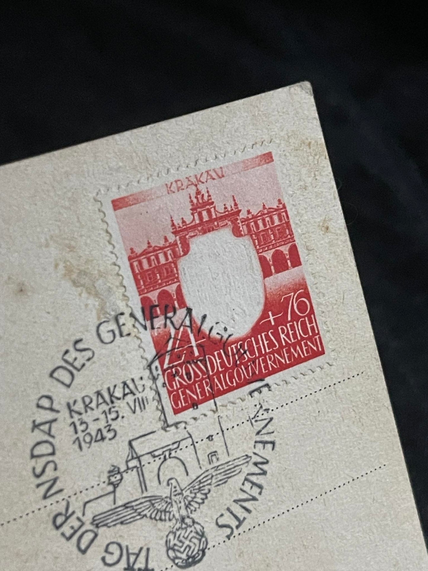 GERMAN WW2 "TAG DER NSDAP IM GENERALGOUVERNEMENT" POSTCARD KRAKAU POLAND 13-15.08 1943