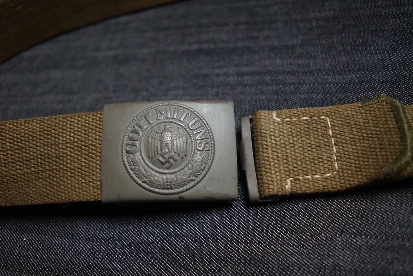 GERMAN WW2 1941 DEUTSCHE AFRIKA KORPS DAK TROPICAL BELT & BUCKLE C.W. MOTZ & CO., BRANDENBURG RARE