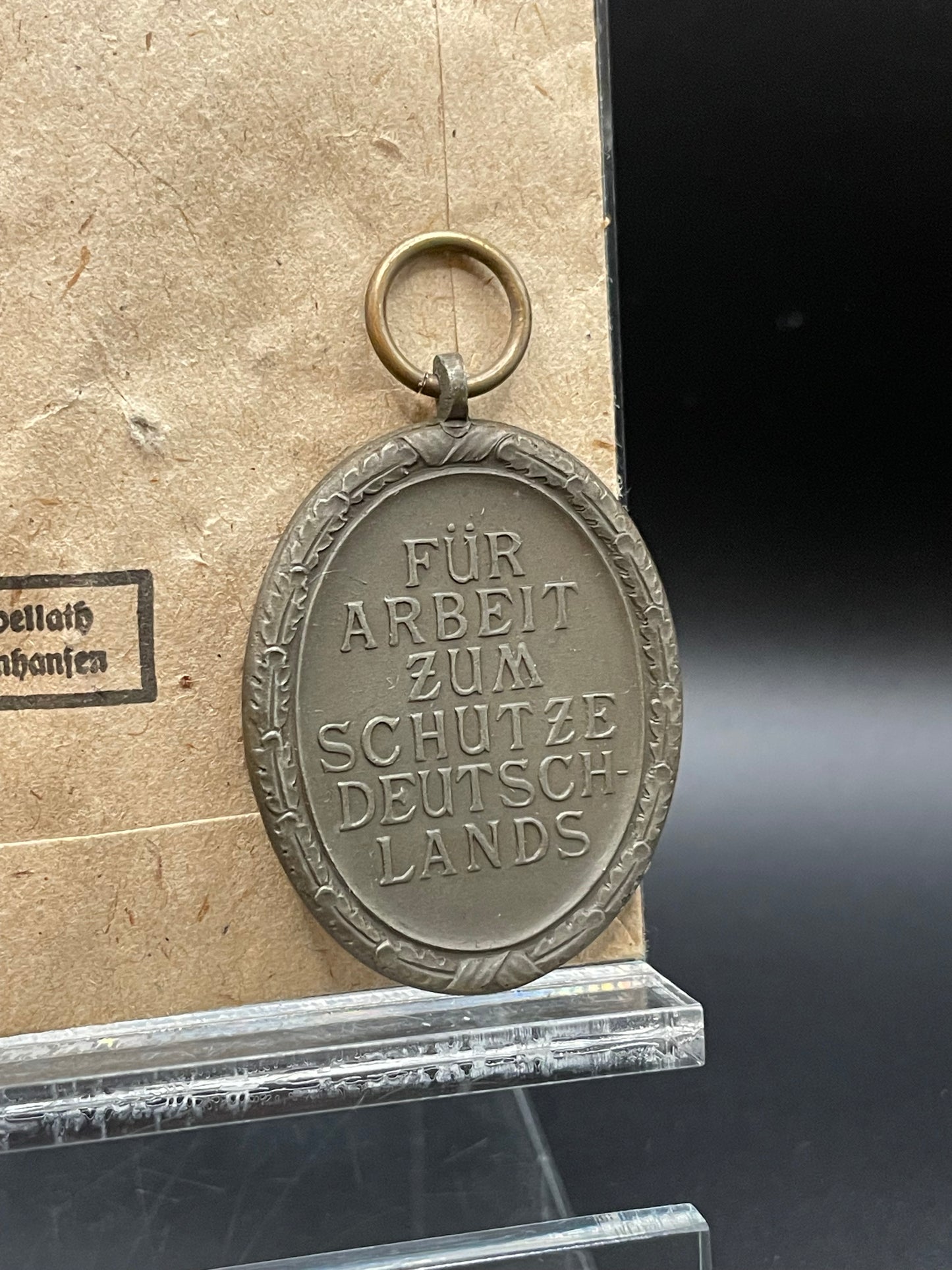 GERMAN WW2 UNISSUED WEST WALL MEDAL W/ FACTORY PACKET BY CARL POELLATH, SCHROBENHAUSEN