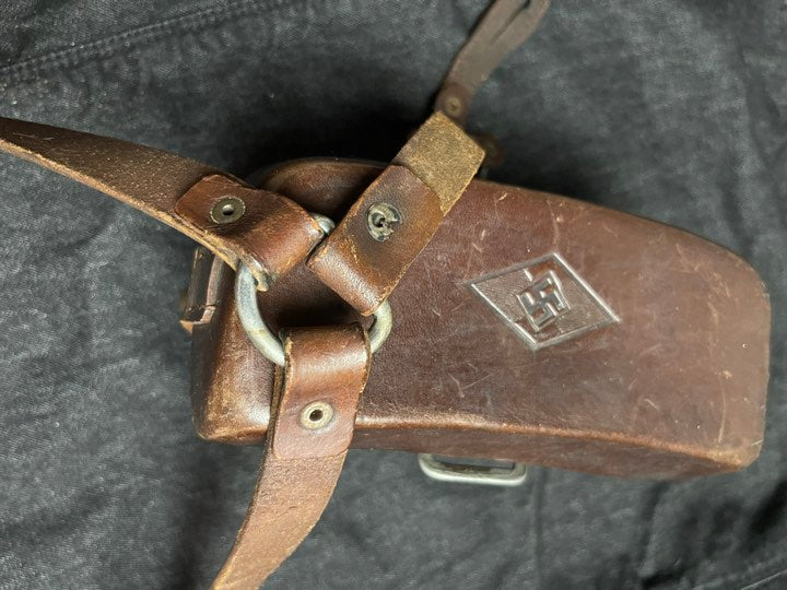 GERMAN WW2 HITLER JUGEND MEDICAL POUCH W/ SUSPENDERS