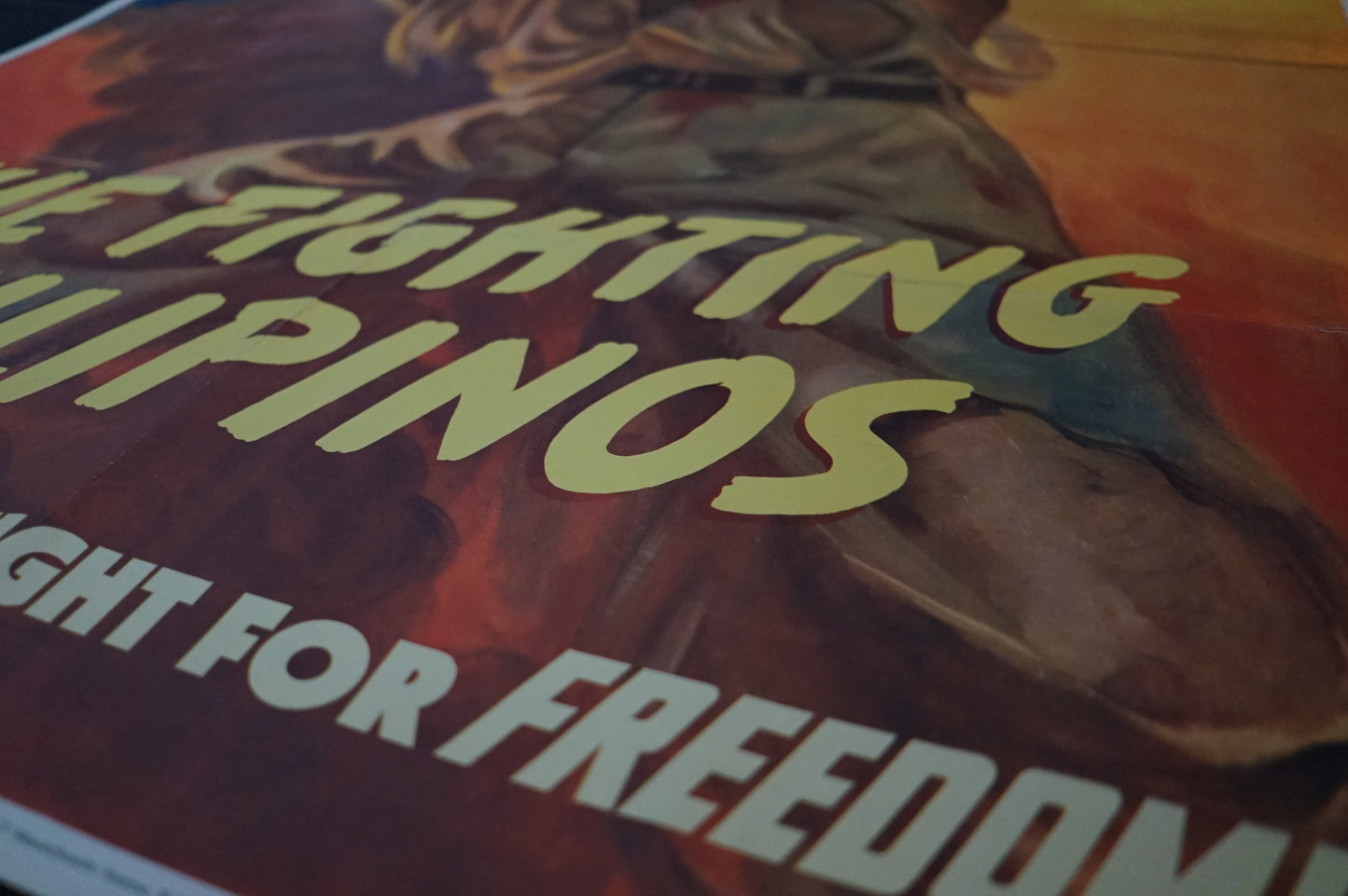 US WW2 1942 JAPANESE INVASION PROPAGANDA POSTER „THE FIGHTING FILIPINOS” RARE