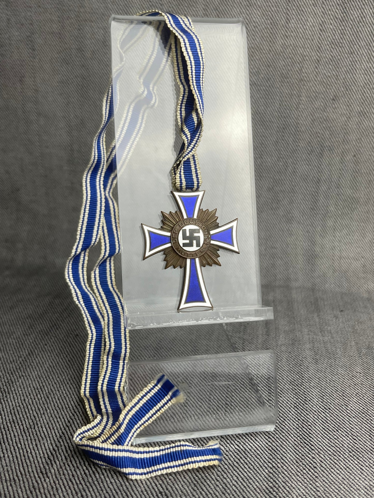 GERMAN WW2 1938 MOTHER CROSS MEDAL BRONZE GRADE W/ FULL RIBBON #2