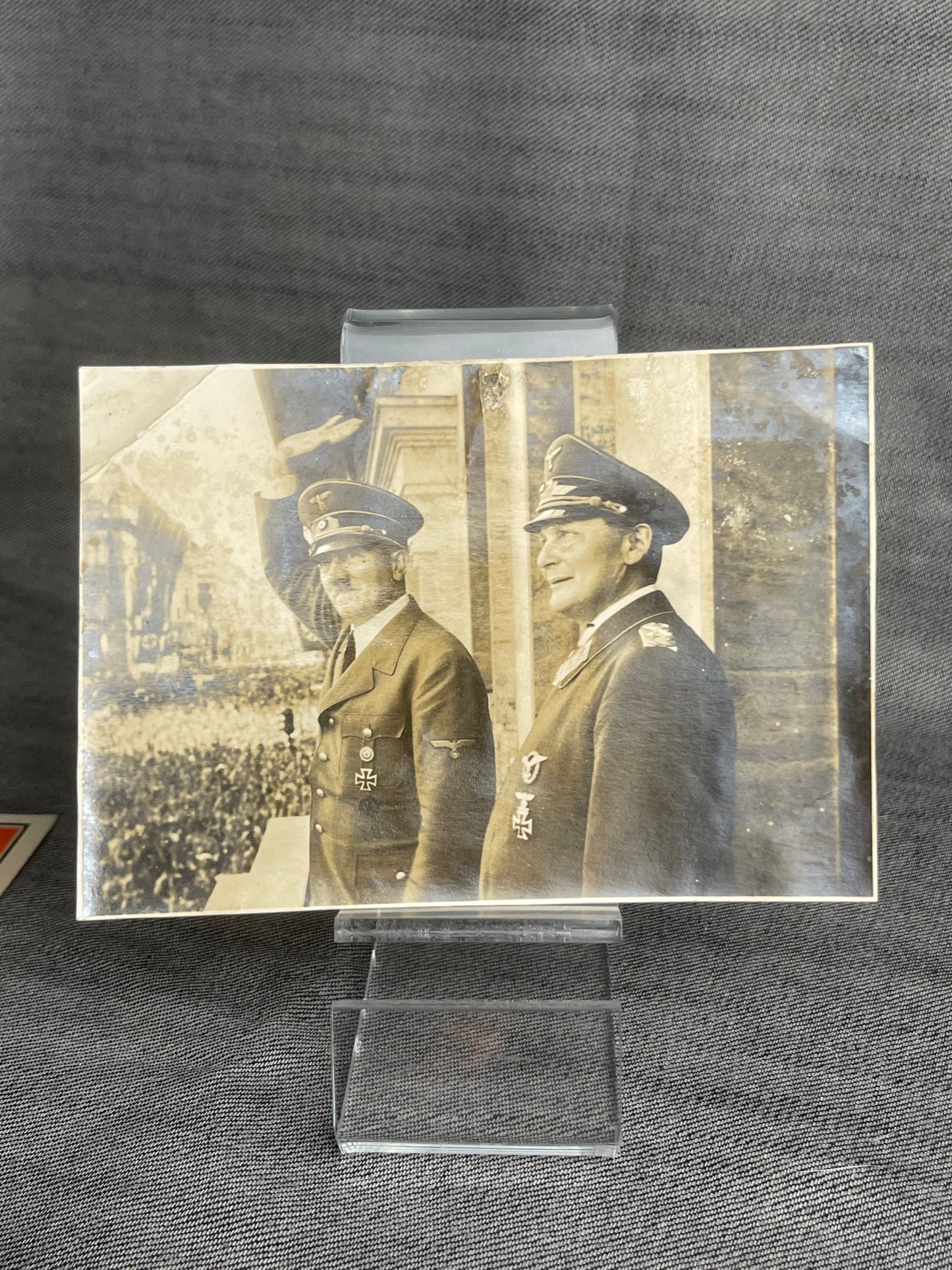 GERMAN WW2 1940 ADOLF HITLER HERMANN GORING ON THE BALCONY OF REICHS CHANCELLORY POSTCARD RARE