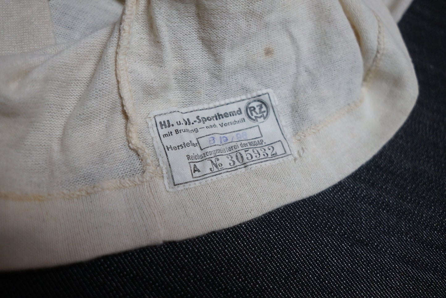 GERMAN WW2 HITLER JUGEND HJ SPORTS SHIRT W/ RZM TAG & MULTI-PIECE DIAMOND