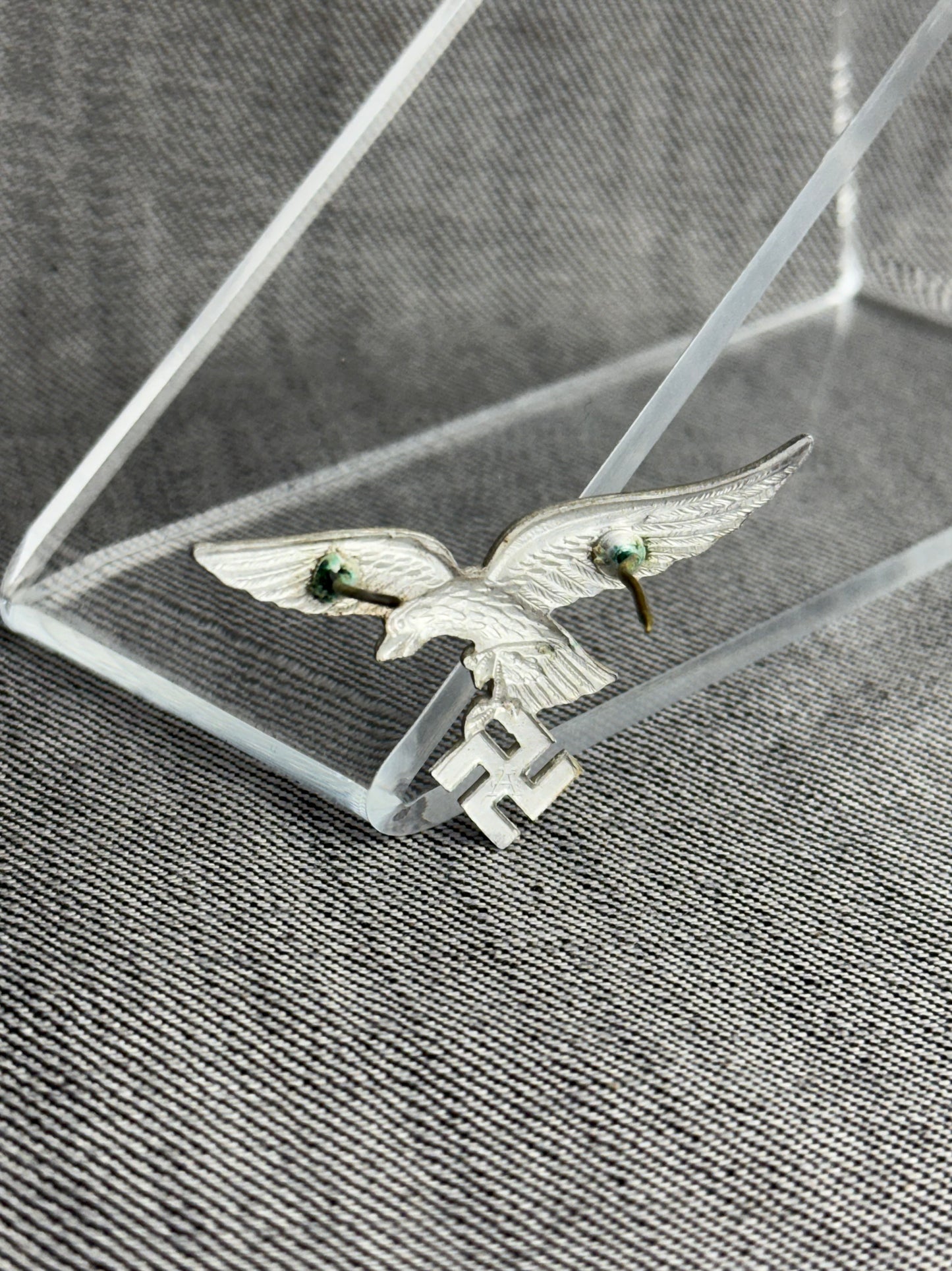 GERMAN WW2 LUFTWAFFE FIRST PATTERN GILDED VISOR EAGLE “DROP TAIL” VARIANT RARE!