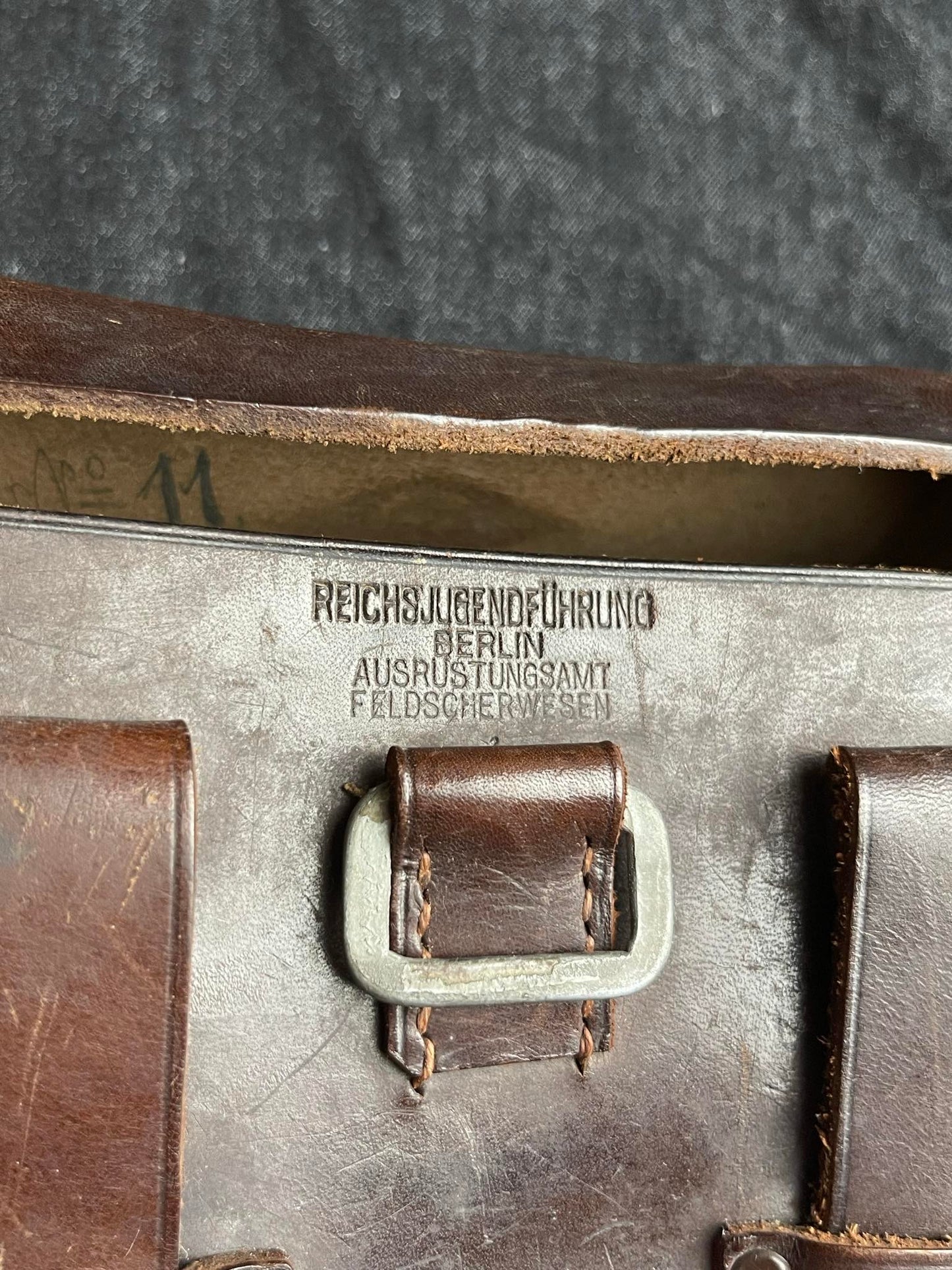 GERMAN WW2 HITLER JUGEND MEDICAL POUCH W/ SUSPENDERS