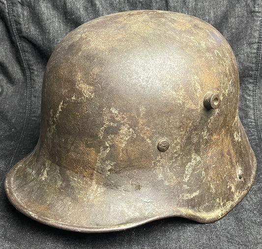 GERMAN WW2 M16 REISSUED CAMOUFLAGED HELMET ET66 NAMED