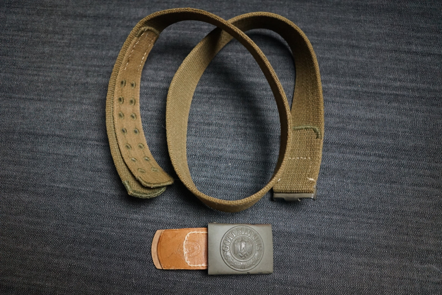 GERMAN WW2 1941 DEUTSCHE AFRIKA KORPS DAK TROPICAL BELT & BUCKLE C.W. MOTZ & CO., BRANDENBURG RARE