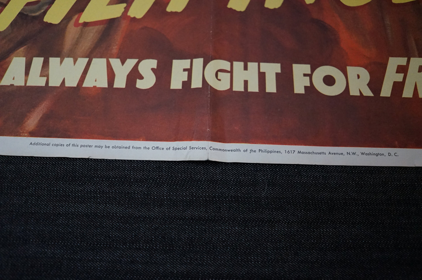 US WW2 1942 JAPANESE INVASION PROPAGANDA POSTER  „THE FIGHTING FILIPINOS” RARE