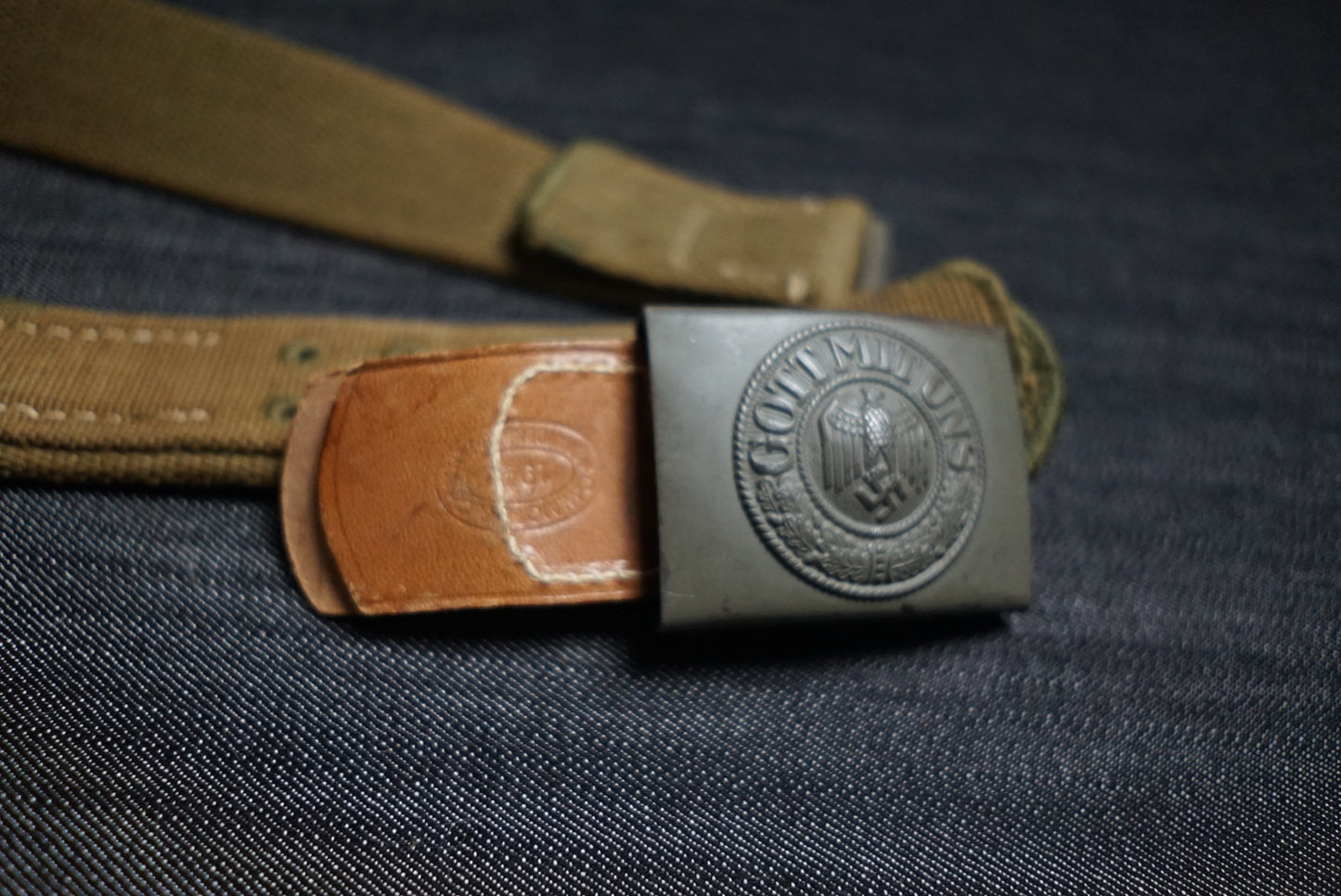 GERMAN WW2 1941 DEUTSCHE AFRIKA KORPS DAK TROPICAL BELT & BUCKLE C.W. MOTZ & CO., BRANDENBURG RARE