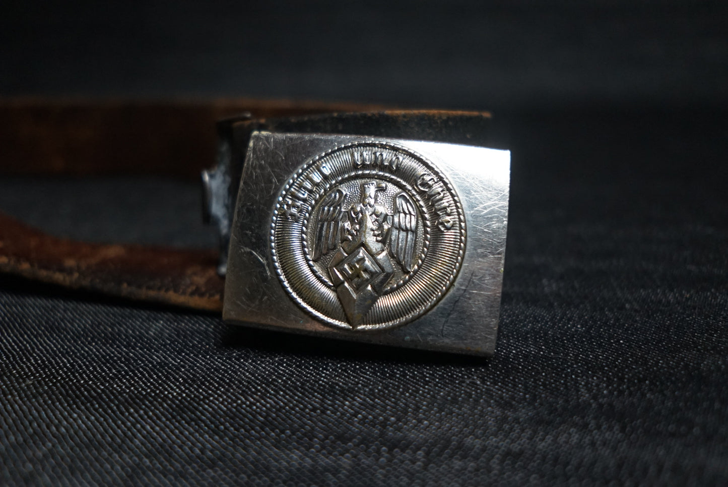 GERMAN WW2 HITLER JUGEND “HJ” BELT & BUCKLE ASSMAN RZM M4/39 RBNR MARKED