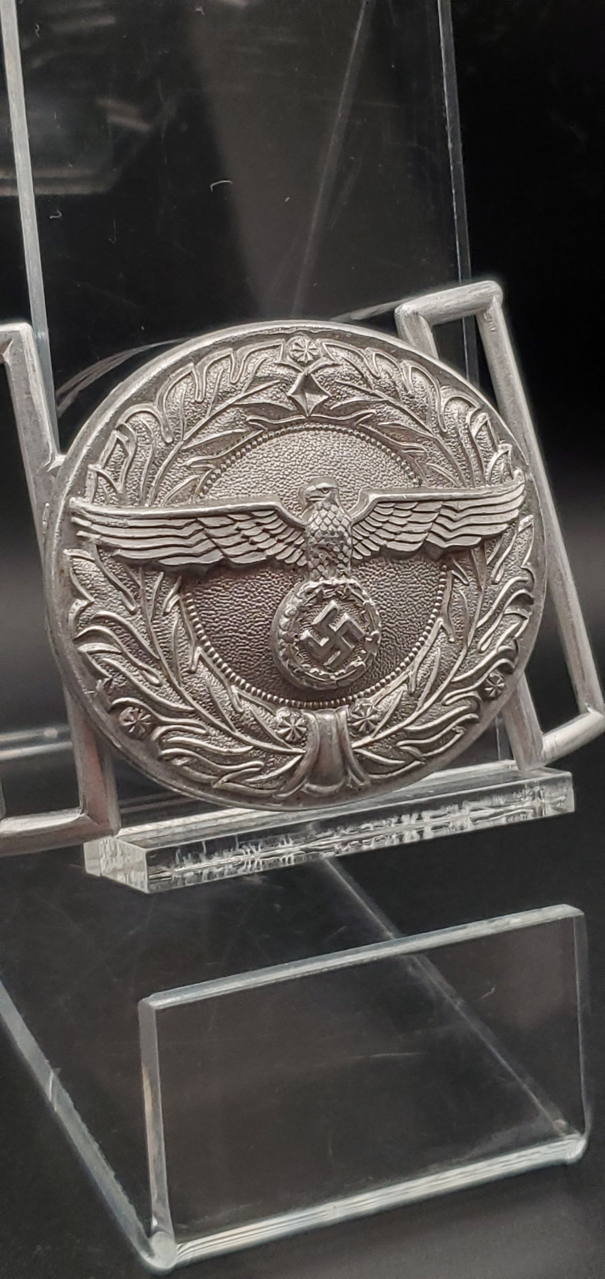 GERMAN WW2 1939 CUSTOMS OFFICERS BELT BUCKLE IN ALUMINUM BY “FLL”