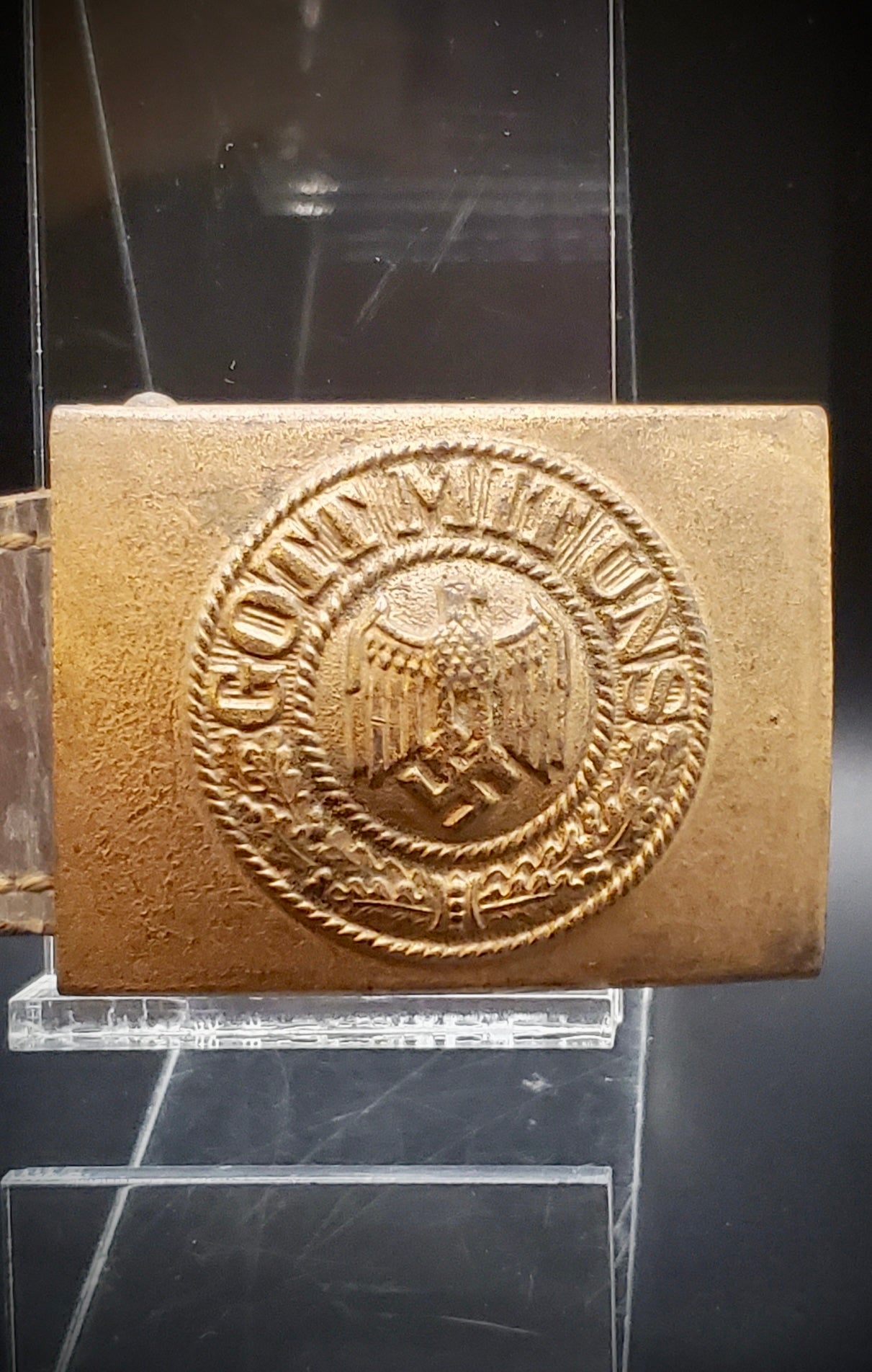 GERMAN WW2 1940 KRIEGSMARINE LEATHER TABBED BUCKLE BY B. HAARMANN, LÜDENSCHEID RARE