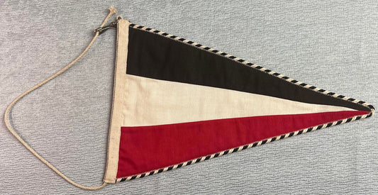 GERMAN WW2 TRI-COLOR VEHICLE PENNANT WITH ORIGINAL ROPE & HOOK