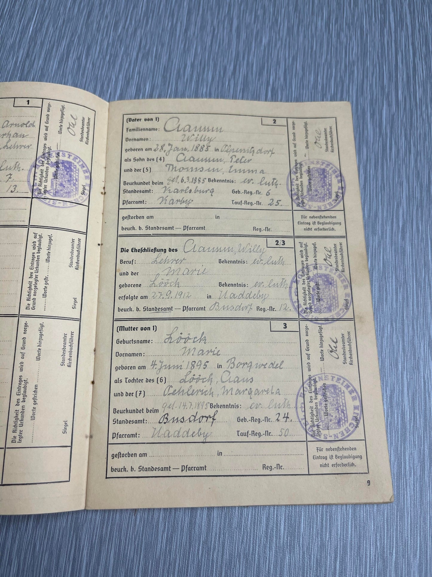 GERMAN WW2 AHNENPAS BLOODLINE PASSPORT EAST PRUSSIA