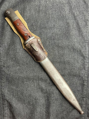 GERMAN WW2 WEHRMACHT LATE 1944 CARL EICKHORN S84/98 3RD PATTERN COMBAT BAYONET DOUBLE DIGIT W/ 'BREAD BAG' FROG FACTORY MATCHED