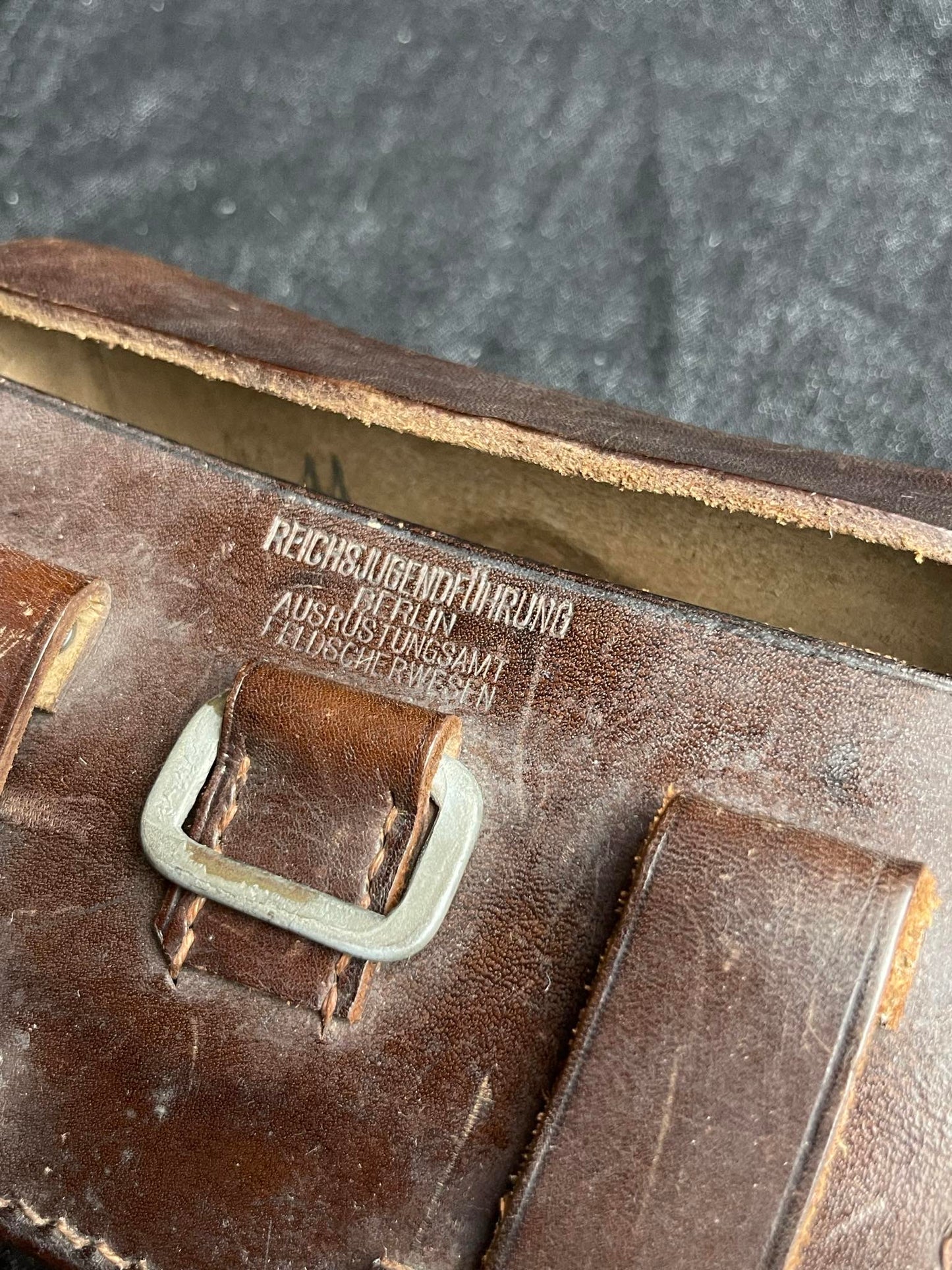 GERMAN WW2 HITLER JUGEND MEDICAL POUCH W/ SUSPENDERS