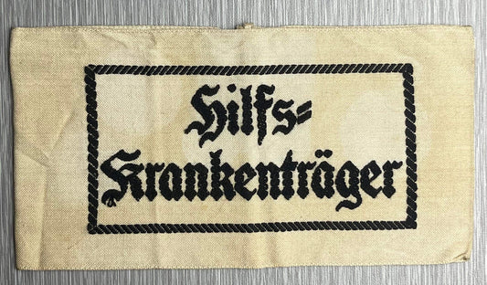 GERMAN WW2 WEHRMACHT/WAFFEN SS EARLY HILFS=KRANKENTRAGER ARMBAND CHAIN STITCHED