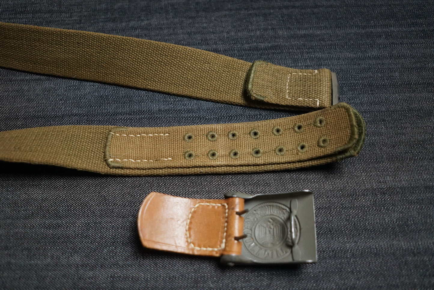 GERMAN WW2 1941 DEUTSCHE AFRIKA KORPS DAK TROPICAL BELT & BUCKLE C.W. MOTZ & CO., BRANDENBURG RARE