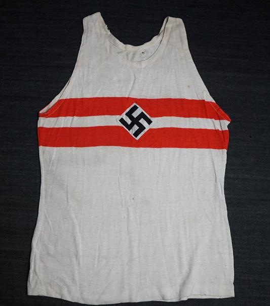 GERMAN WW2 HITLER JUGEND HJ SPORTS SHIRT W/ RZM TAG & MULTI-PIECE DIAMOND