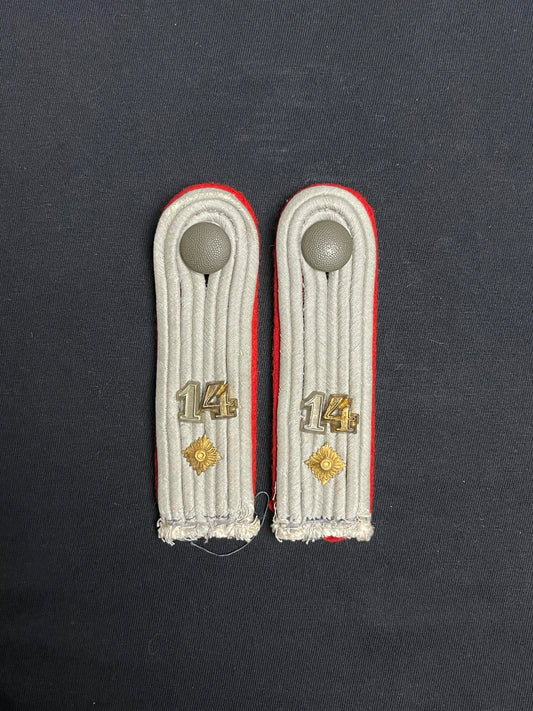 GERMAN WW2 HEER 14TH ARTILLERY REGIMENT OFFICER'S MATCHING SHOULDER BOARDS MINT