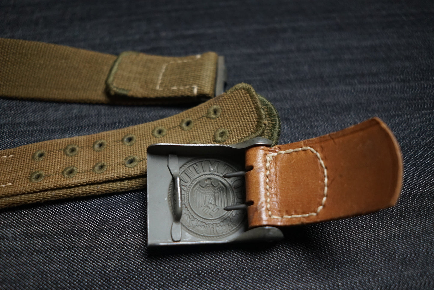 GERMAN WW2 1941 DEUTSCHE AFRIKA KORPS DAK TROPICAL BELT & BUCKLE C.W. MOTZ & CO., BRANDENBURG RARE