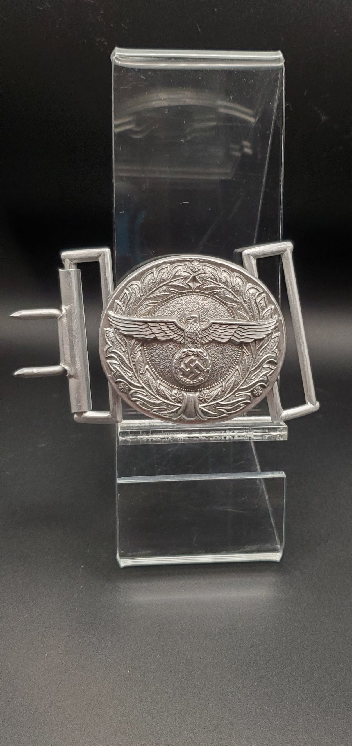 GERMAN WW2 1939 CUSTOMS OFFICERS BELT BUCKLE IN ALUMINUM BY “FLL”