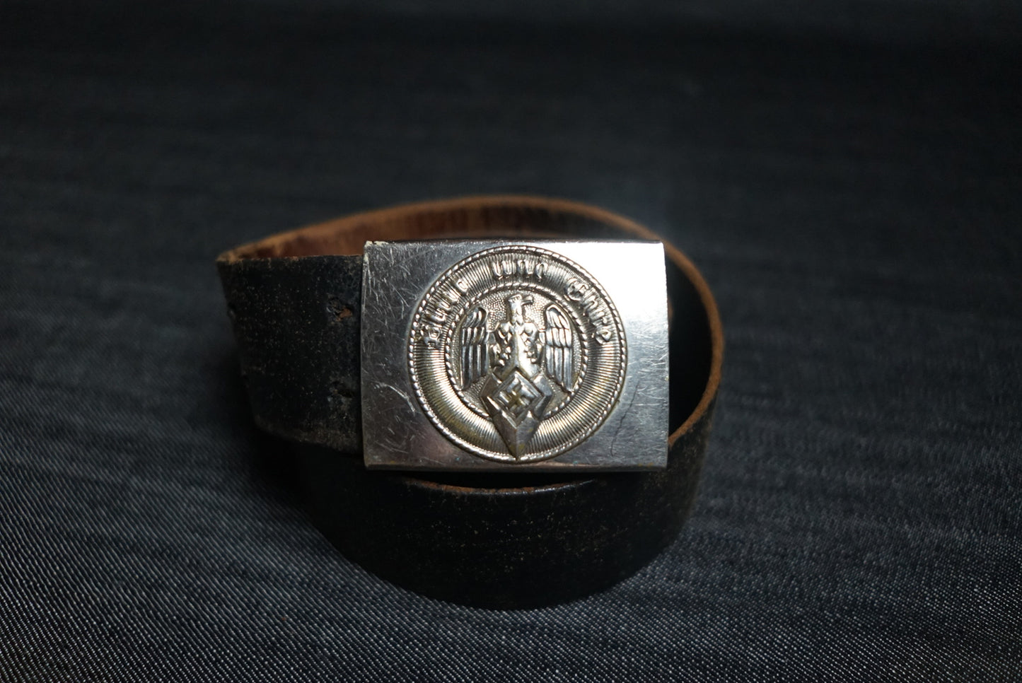 GERMAN WW2 HITLER JUGEND “HJ” BELT & BUCKLE ASSMAN RZM M4/39 RBNR MARKED