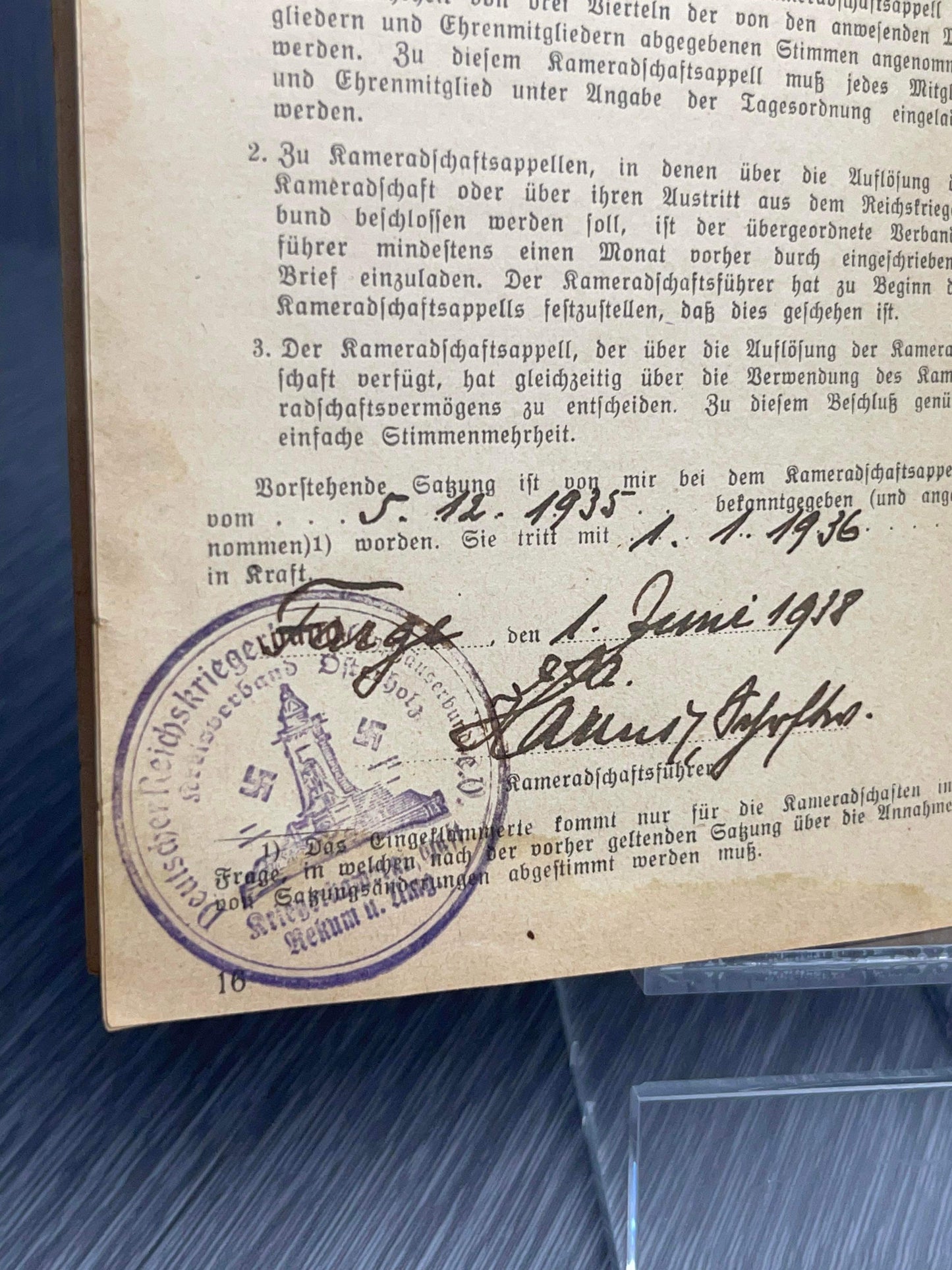 GERMAN WW2 DEUTSCHER REICHSKRIEGERBUND MEMBERSHIP BOOK