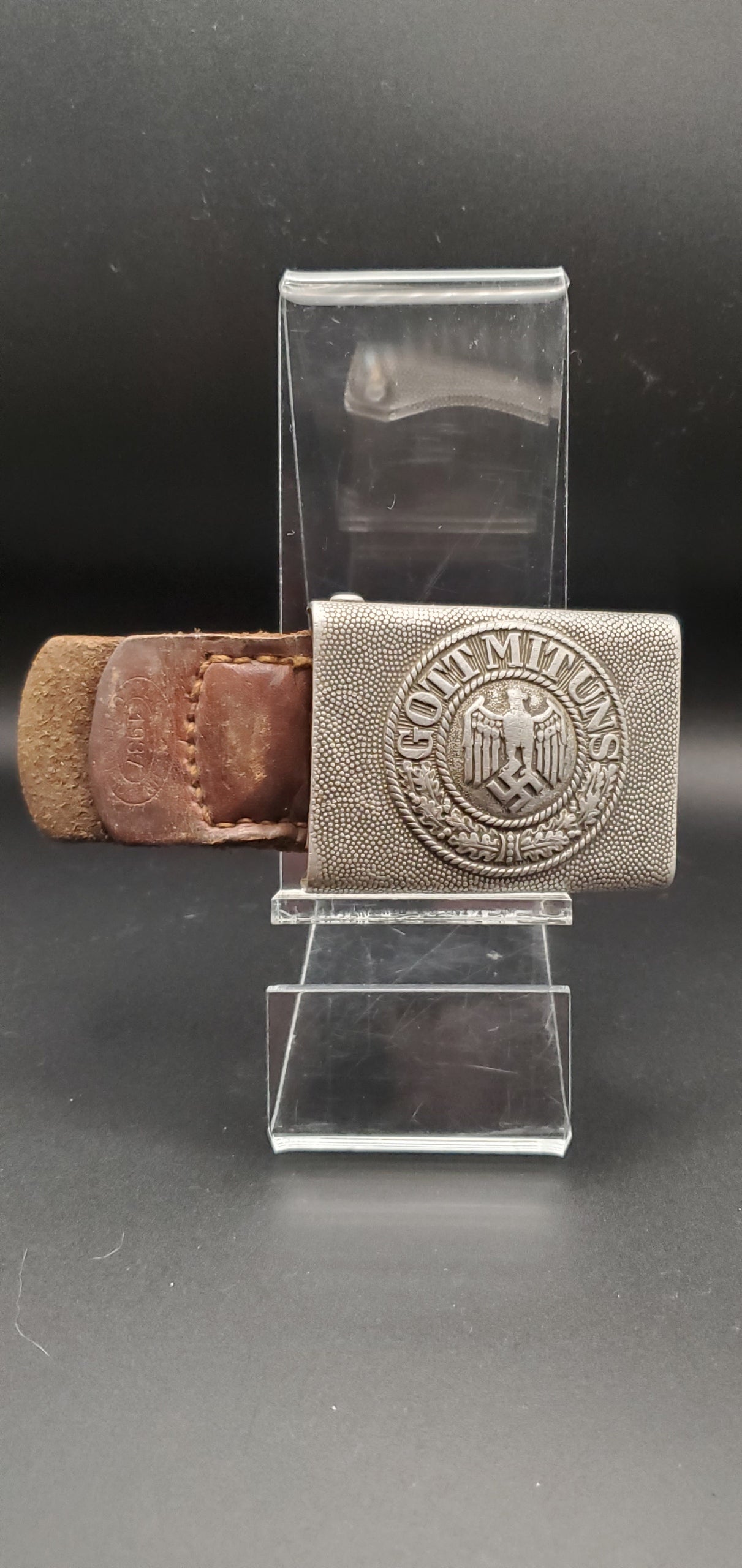 GERMAN PRE WW2 1937 HEER TABBED BELT BUCKLE IN ALUMINUM BY B. HAARMANN, LÜDENSCHEID