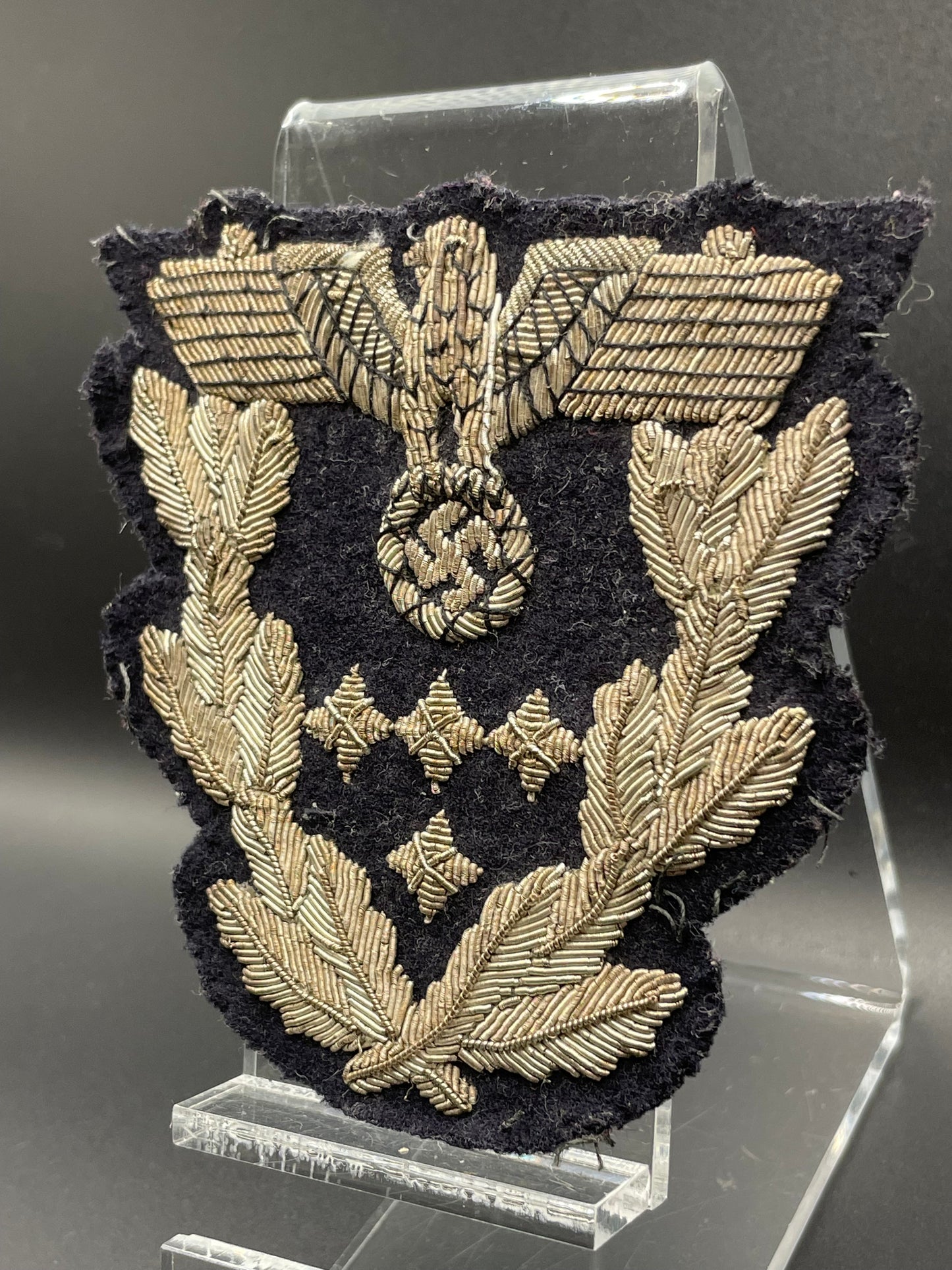 GERMAN WW2 GOVERNMENT OFFICIAL MINISTER SLEEVE SHIELD IN BULLION EXTREMELY RARE