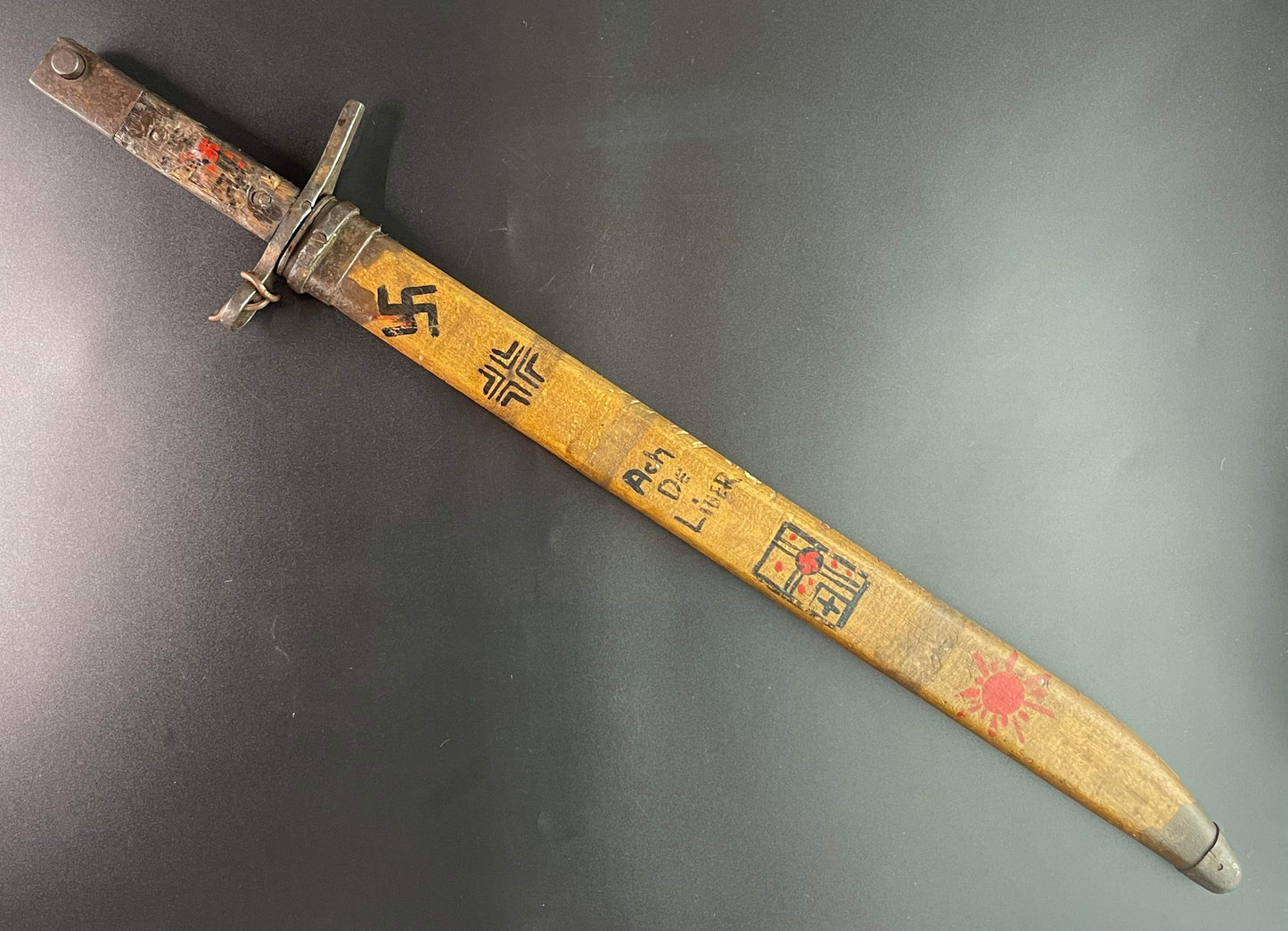 JAPANESE LATE WW2 TYPE 30 ARISAKA BAYONET JINSEN RIKUGUN ARSENAL WITH VETERAN ART