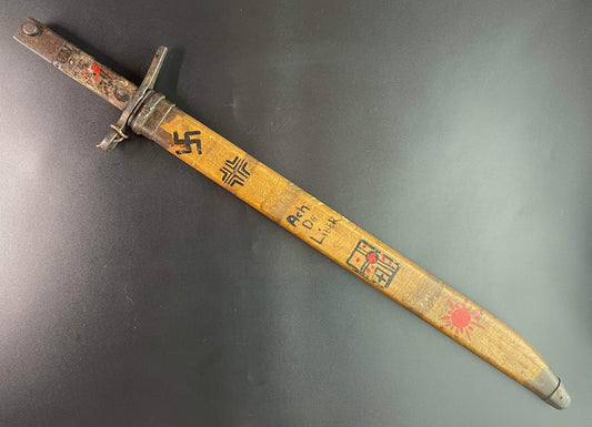 JAPANESE LATE WW2 TYPE 30 ARISAKA BAYONET JINSEN RIKUGUN ARSENAL WITH VETERAN ART