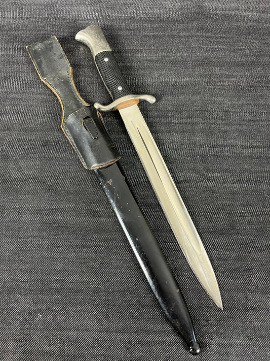 GERMAN WW2 FIREMAN DRESS BAYONET BY ANTON WINGEN, SOLINGEN W/ ORIGINAL FROG