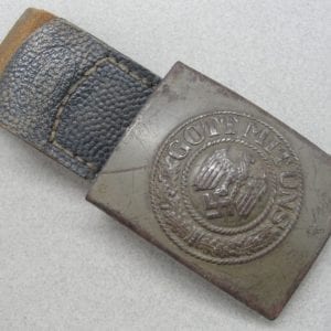 Army EM/NCO's Belt Buckle by "N & H 1940" with Leather Tab