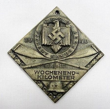 1940 NSRL FACHAMT KANUSPORT Table Medal Prize, Silver Medal